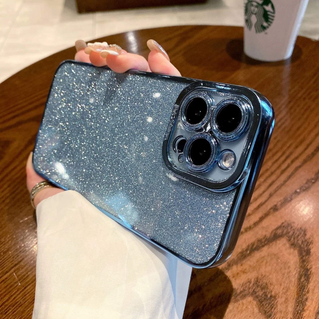 Capa Quadrada De Silicone Eletroplaqueada Com Glitter (azul Para Iphone 11 Pro Max), Capa Protetora Macia Com Glitter.