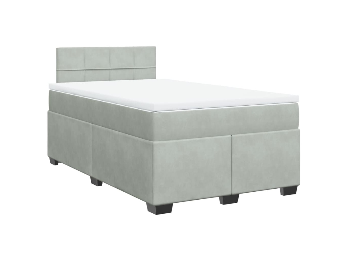 Cama Boxspring com Colchão 120x190 cm Veludo Cinzento Claro MAISON EXCLUSIVE