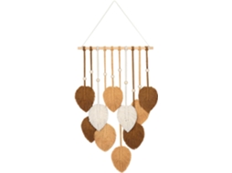 Tapeçaria de Parede em Macramê com Franjas Folhas Verdes, Estilo Boho Chic, Feita À Mão com Corda de Algodão BRILVIBERA