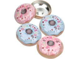 Conjunto De 4 Caixas Metal Para Doces Hemobllo Com Design Donuts 2 Rosas, 2 Azuis, Recipiente Metálico Para Festas