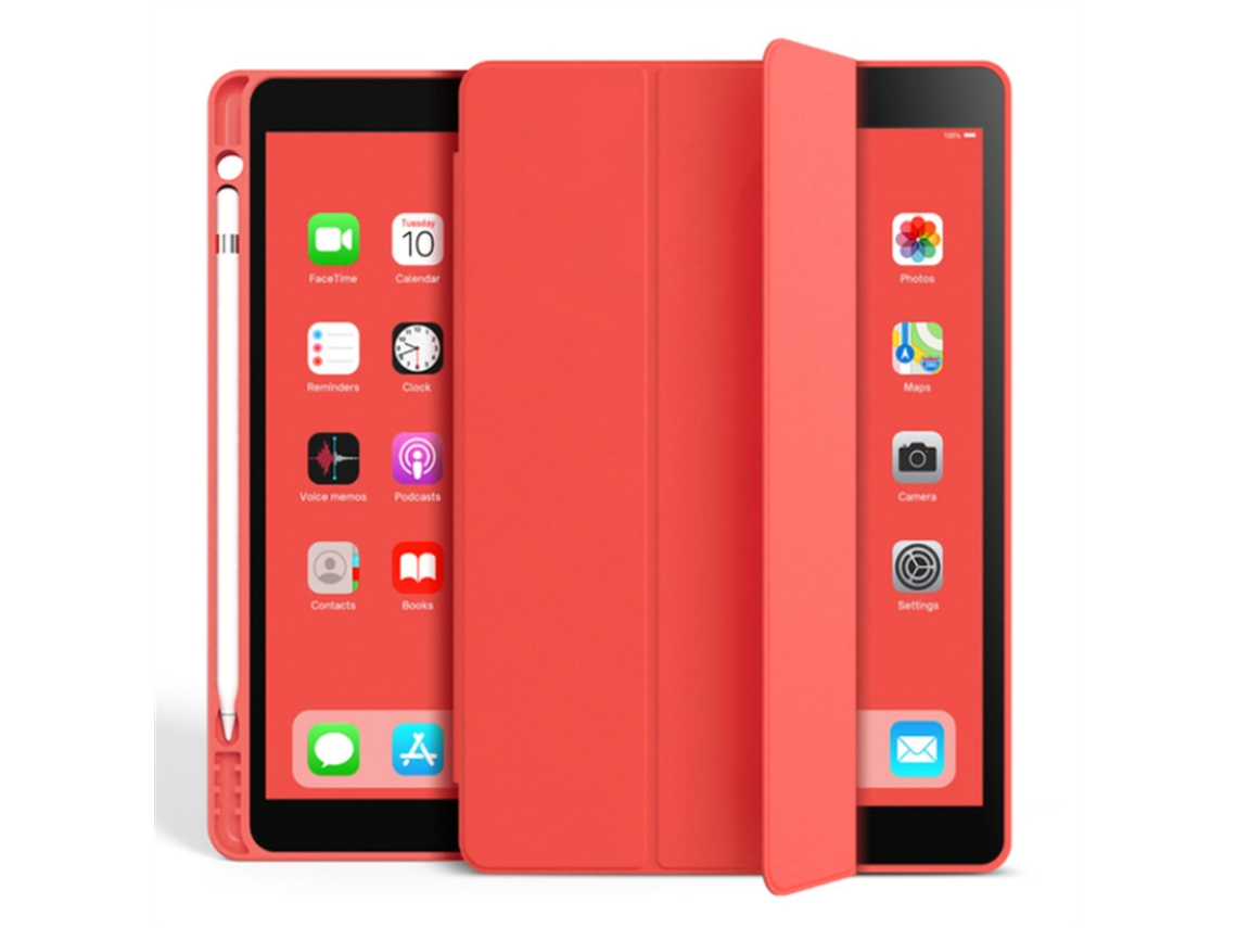Capa Para Ipad 11 (a16) 11 Polegadas Com Ranhura Para Caneta Em 3 Dobras Vermelho