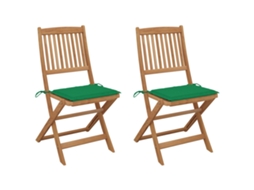 Cadeiras Dobráveis Jardim C/ Almofadões 2 Pcs Acácia Maciça Dkd Home Decor