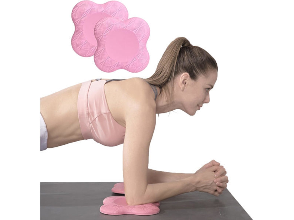 Conjunto 2 Joelheiras Yoga Acessórios Extra Grossos Adulto Protetores Cotovelo Antiderrapantes Rosa