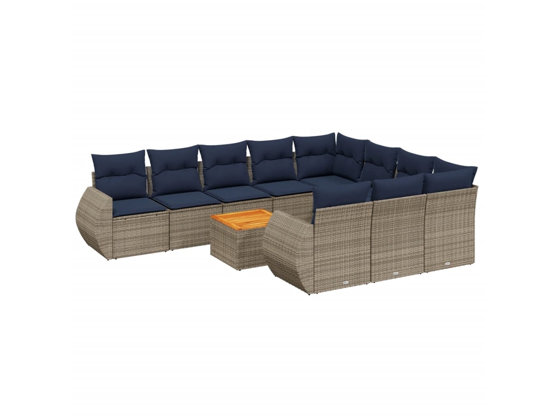 Conjunto de Sofá de Jardim, 11 Peças, Almofadas, Rattan Cinza MAISON EXCLUSIVE