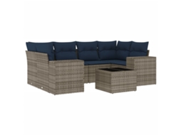 Conjunto de Sofá de Jardim, 7 Peças, Almofadas, Rattan Cinza MAISON EXCLUSIVE