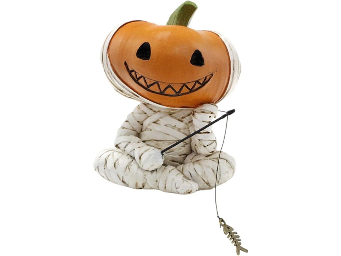 Estatuetas De Halloween Estatueta De Abóbora Com Múmia De Anjo Estátua Gótica Assustadora Deco Gokoco