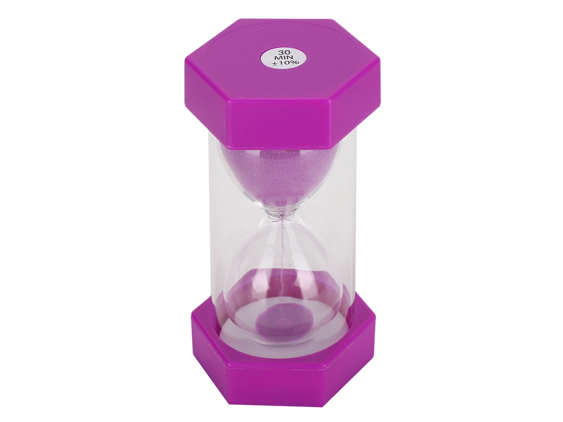 Cronômetro de Areia Hexagonal 30min Presente Infantil Roxo Decoração Mesa