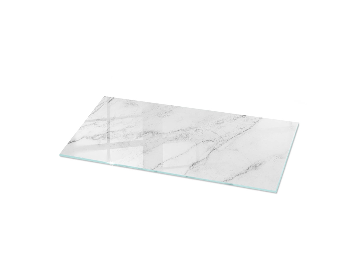 Vidro Para Mesa Retangular Espelharte (125x50 Cm - Padrão De Superfície De Mármore - Branco)