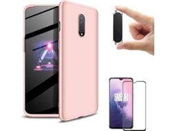 Kit Capa, Película e Suporte Magnético OnePlus 7 Slim Armor 360º Rosa