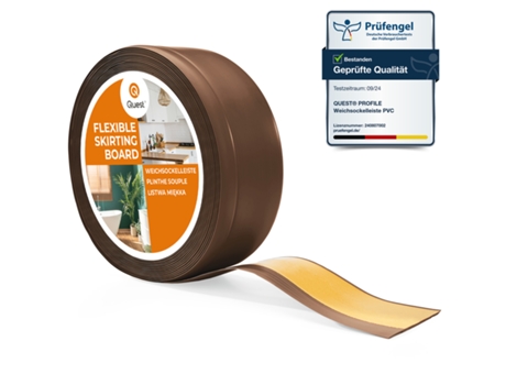 Rodapé Em Pvc 70x20mm, 25m, Flexível Autoadesivo, Rodapé Macio, Rodapé, Castanho Quest