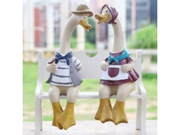 2 Peças Estátuas De Patos Para Jardim, Decor Resina Macho E Fêmea, Esculturas Animais Para Jardim Exterior, Parede, Arte De Jardim