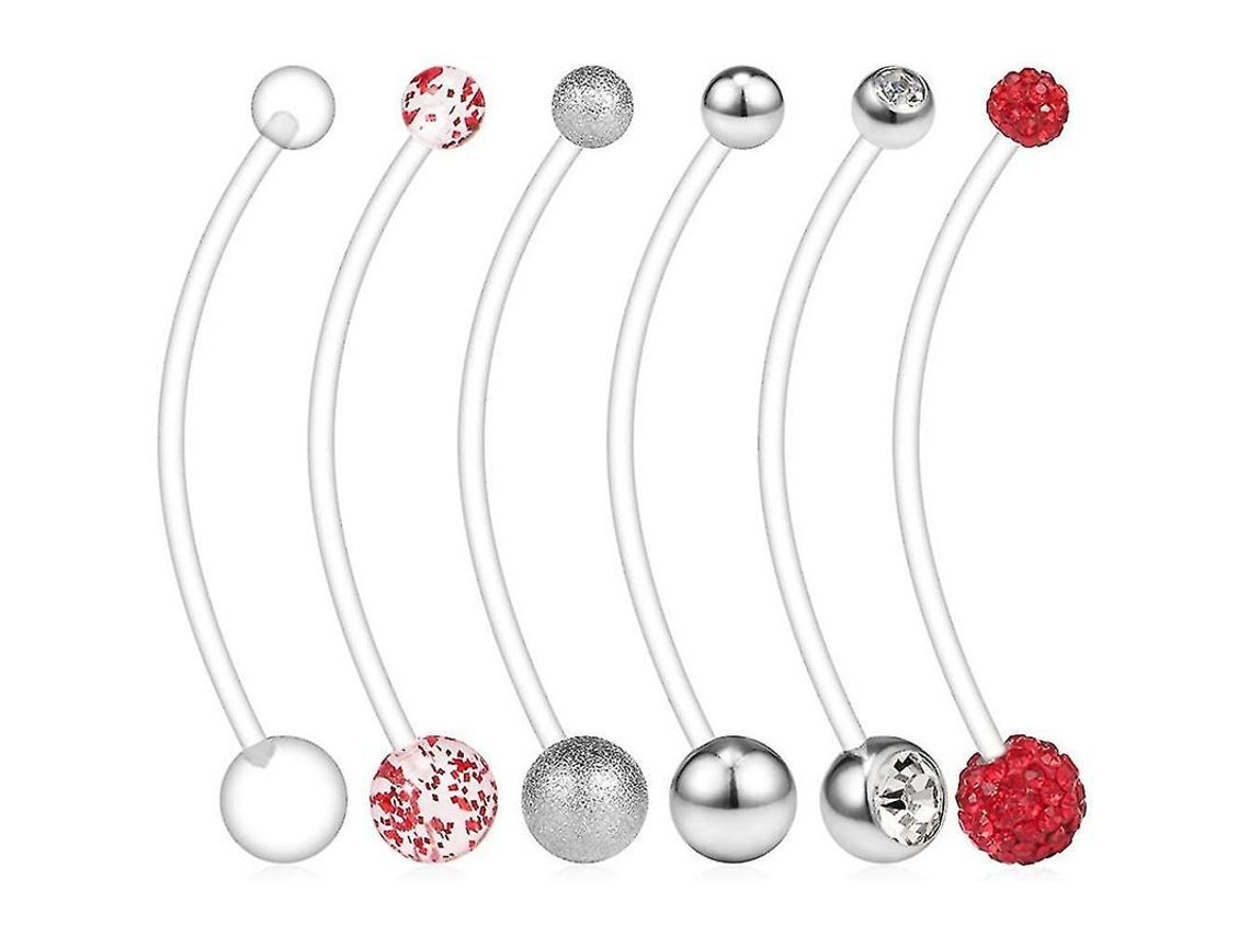 Fasst 6pcs Anéis de Umbigo para Grávidas, Flexíveis, Bioplástico, 14g, 38mm, Estilos Variados | S/MARCA