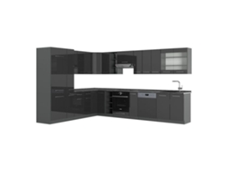 Cozinha Em Ângulo Fame Line, 347x46cm Sem Pt, Anthracite Alta Brilho, Anthracite, Vicco