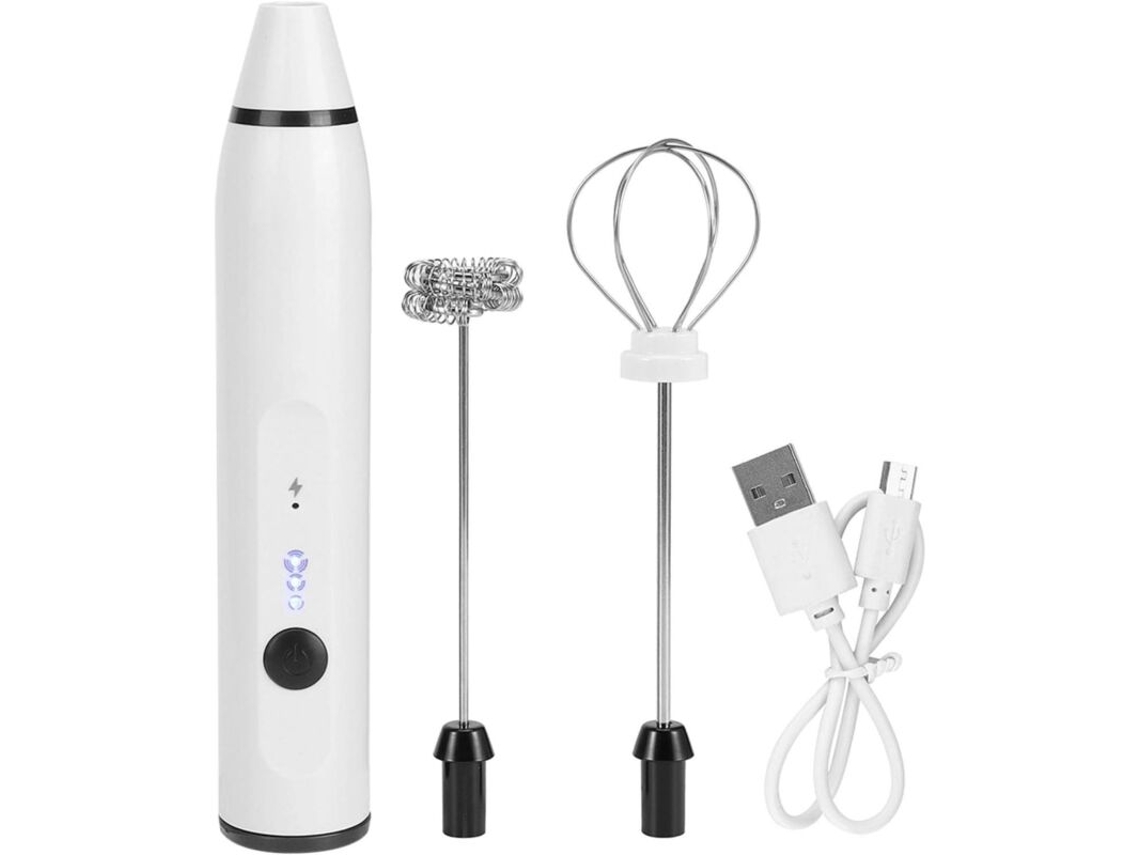 Batedor Elétrico Pequeno, Mini Espumador De Leite Portátil Com Carregamento Usb Para Café, Latte E Chocolate Quente (branco)