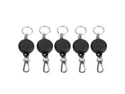 Conjunto de 5 chaveiros extensíveis com corda de aço de 60 cm