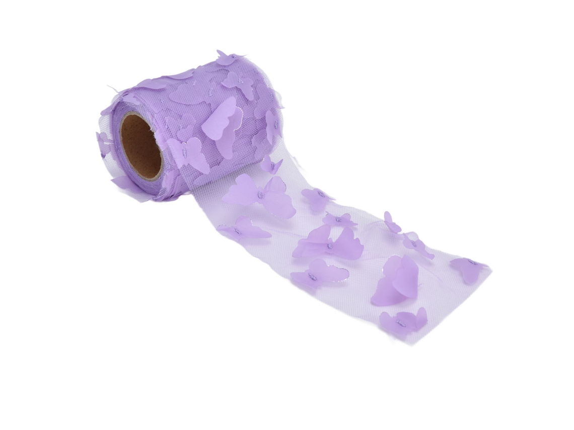 Rollos De Tule Estilo Elegante Padrão 3d Cores Vibrantes Para Decoração De Casamentos Roxo Claro