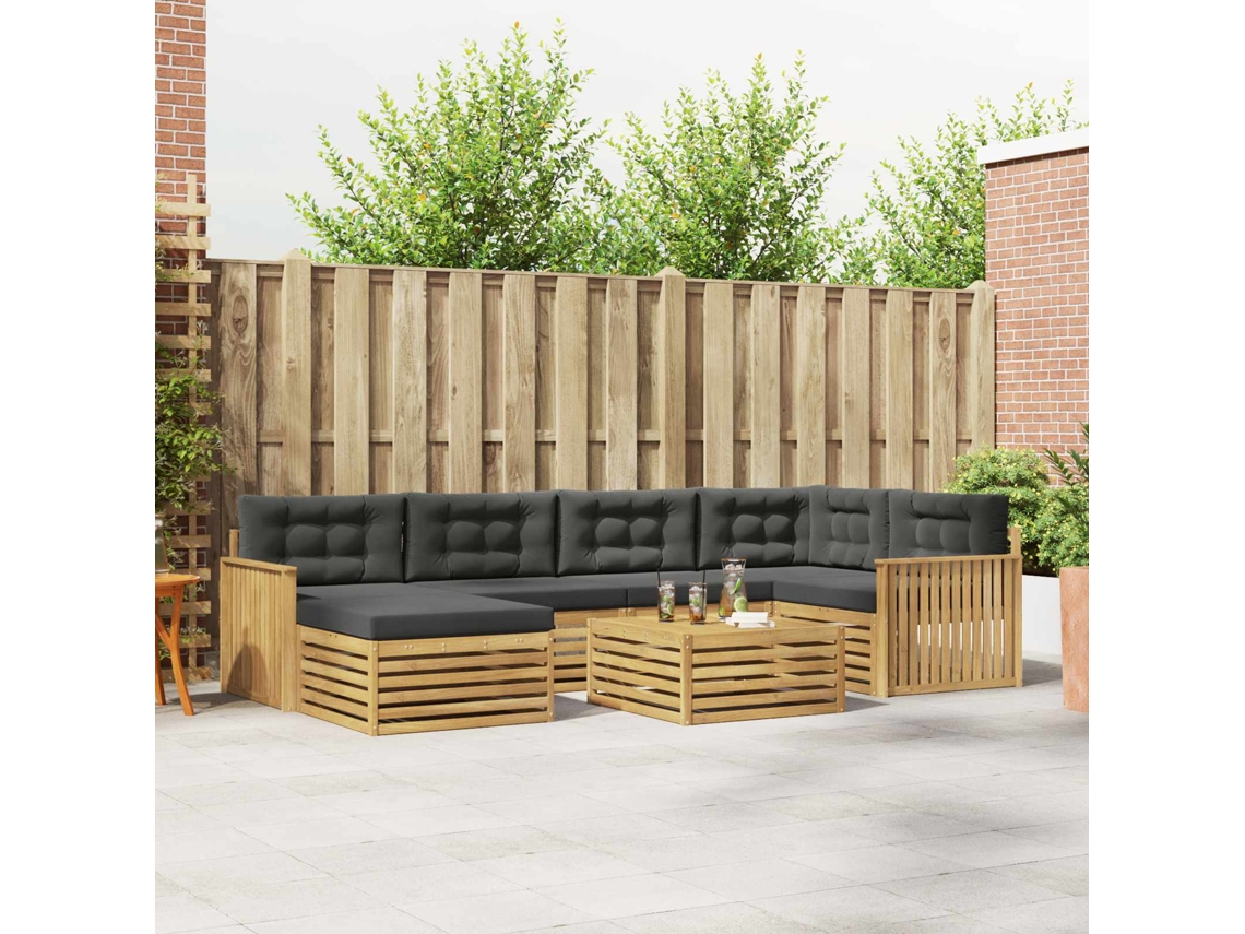 Vidaxl Conjunto De Sofás Para Exterior 7 Unid. Branco E Antracite