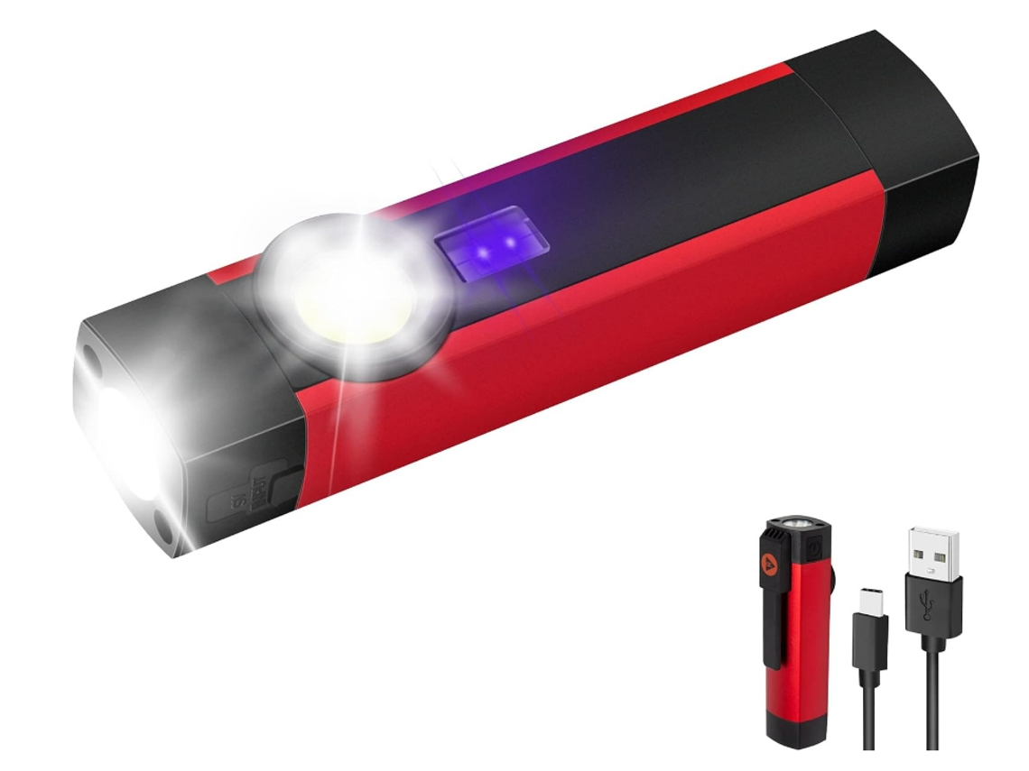Tocha Led Pequena De 800 Lúmens, Tochas Recarregáveis Superbrilhantes Com Luz De Trabalho Cob, Base Magnética E Clipe De Bolso, 4 Modos Com