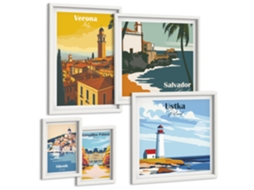 Conjunto De Pinturas Paisagens De Cidades Com Faróis Espelharte (5 Peças)