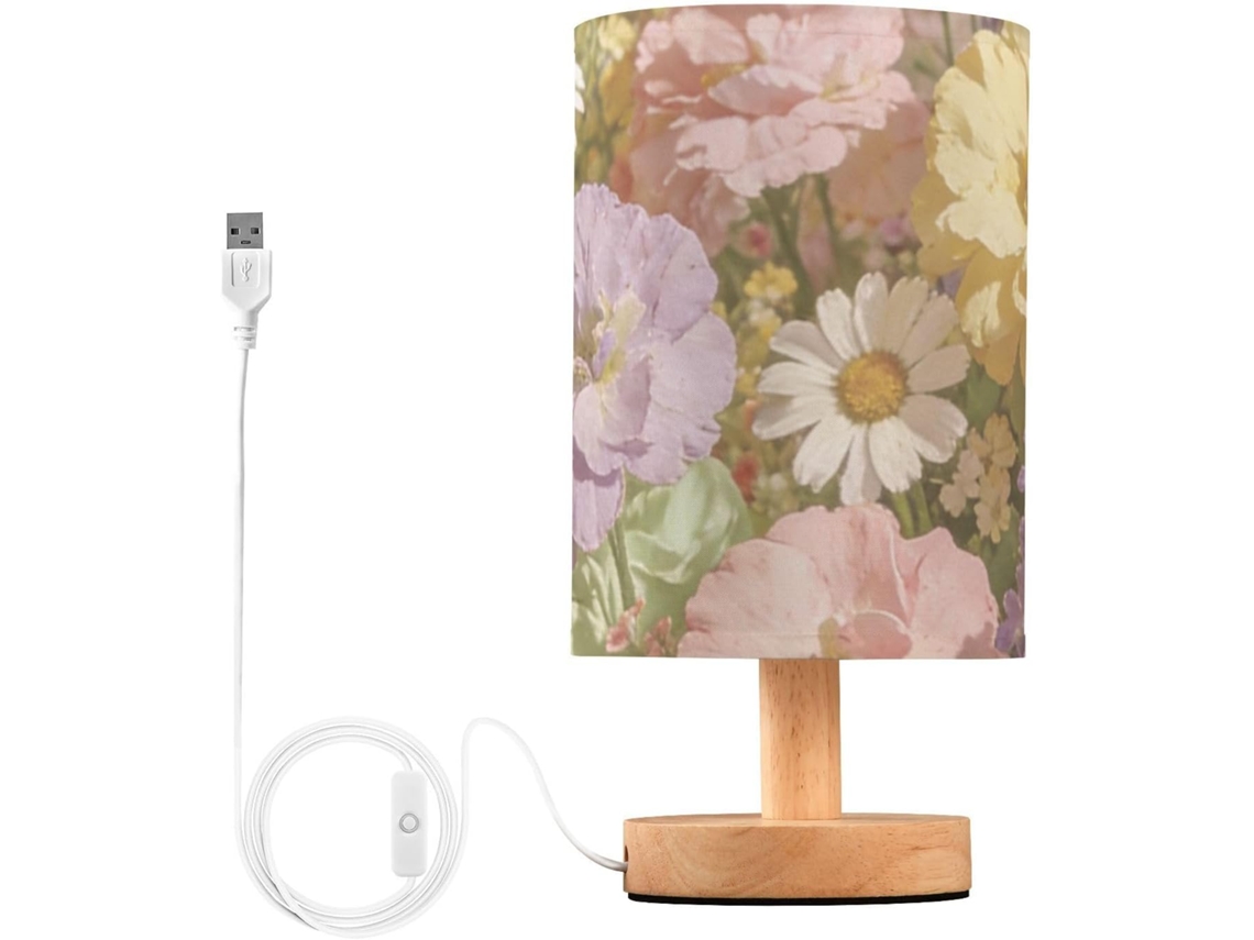Luminária De Mesa Cabeceira Yuiboo Com Design Vintage E Buquê Floral, Com Visão Noturna