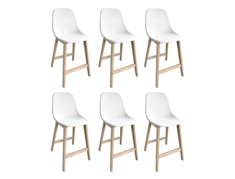 Conjunto De Cadeiras De Ilha E Bar Elios Em Carvalho Com Assento Plástico 65cm Mob In