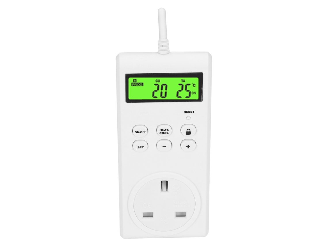 Laxiscreed Tomada De Termóstato Sem Fios Com Ecrã Digital E Funções De Regulação Automática Da Temperatura