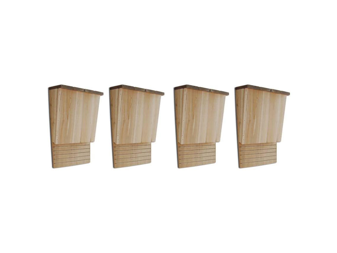 Vidaxl Casas Para Morcegos Em Madeira 4 Pcs 22x12x34 Cm