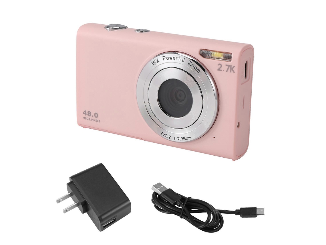 Câmera Digital Com Foco Automático, Câmera Para Vlogs 2.7k 48mp Com Tela Grande De 2,8 Polegadas, Câmera Elegante Para Adolescentes - Rosa