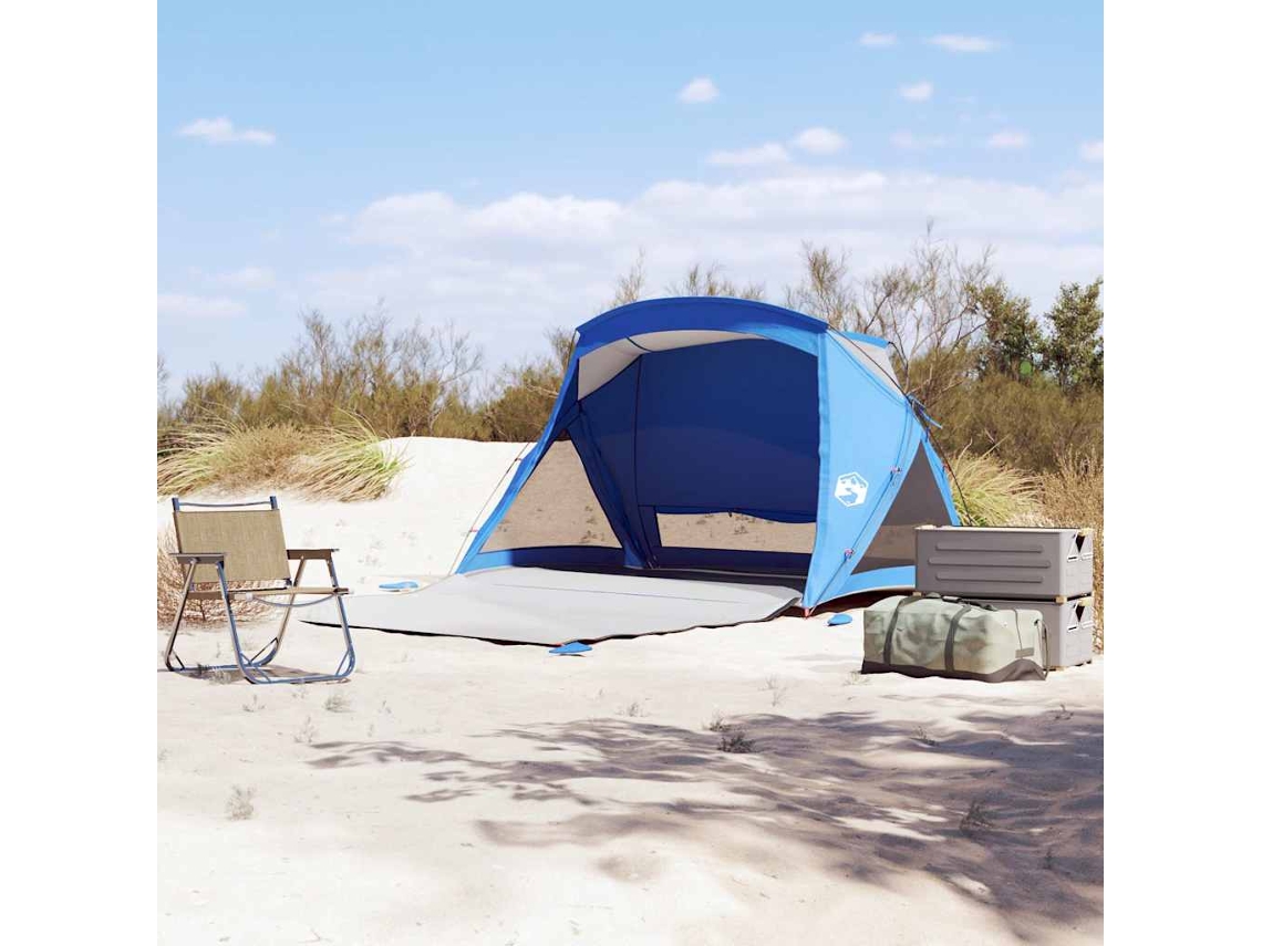 Vidaxl Tenda De Praia 2 Pessoas Impermeável Azul Ciano
