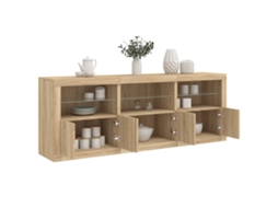Vidaxl Aparador Com Luzes Led 181,5x37x67 Cm Carvalho Sonoma