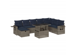 Conjunto de Sofá de Jardim, 9 Peças, Almofadas, Rattan Cinza MAISON EXCLUSIVE