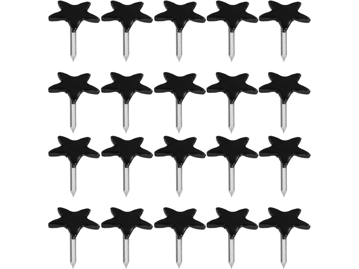 100 Unidades De Tachinhas Metálicas Pretas Em Formato Estrela Cinco Pontas, Planas E Duráveis, Ideais Para Quadros De