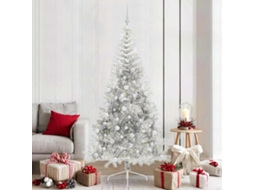 Vidaxl Árvore De Natal Artificial Pré-iluminada Prateado 210 Cm Pet