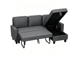 Sofá-cama Em L Com Chaise Longue E Armazenamento, Perfeito Para Apartamentos E Salas De Estar Compactas