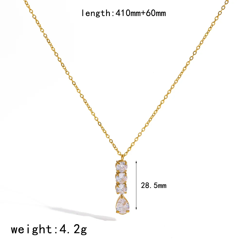 Pingente Em Forma De Lágrima Com Zircônia Banhada A Ouro, Um Colar Luxuoso E À Prova D'água Para Uso Diário.