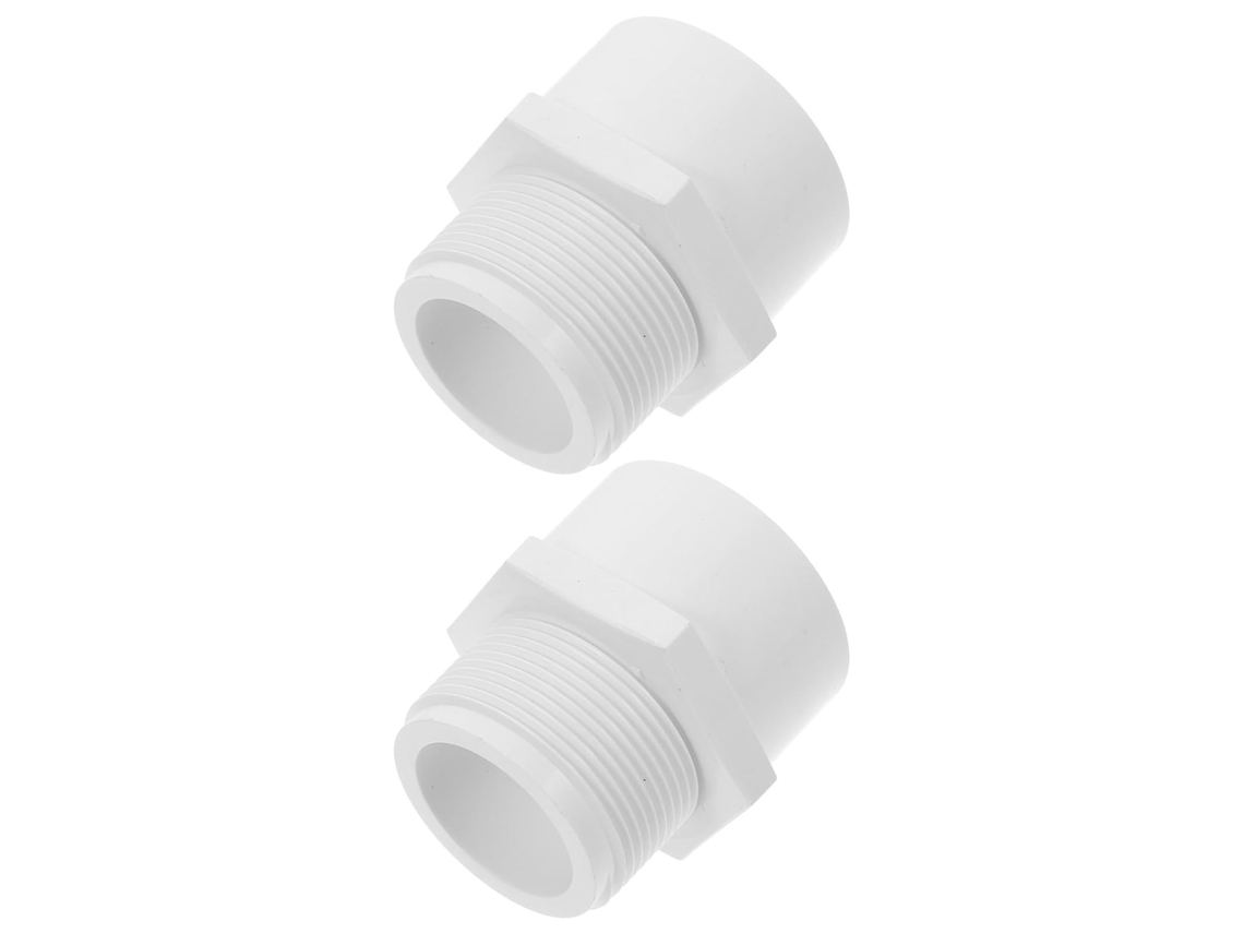 2 Conectores Macho Brancos De 1-1/2" Com Chips De Pvc Sch40