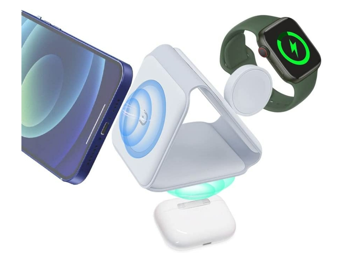 Carregador Sem Dobrável Carregamento Rápido para iPhone SE/14/13/12/XS/8/11 YIZHOOD Seda Branco