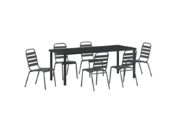 Conjunto 7 Conjunto De Jantar Para Jardim Vidaxl Cinzento Aço Revestido A Pó (200 X 80 X 73 Cm)