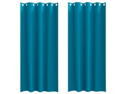 Conjunto 2 Cortinas Opacas Vidaxl Azul-turquesa Poliéster (260 X 140 Cm)