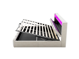 Cama Estofada 180*200, Equipada Com Função De Armazenamento Hidráulico E Espaço De Armazenamento Na Cabeceira, Com Portas Usb E Tipo-c, Com Led