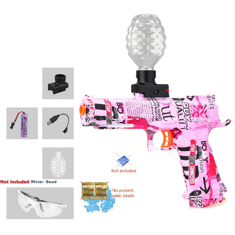(rosa) Pistola De Brinquedo Elétrica Com Bolas De Gel De 3,7 V, Perfeita Para Interação Entre Pais E Filhos Ao Ar Livre No Verão.