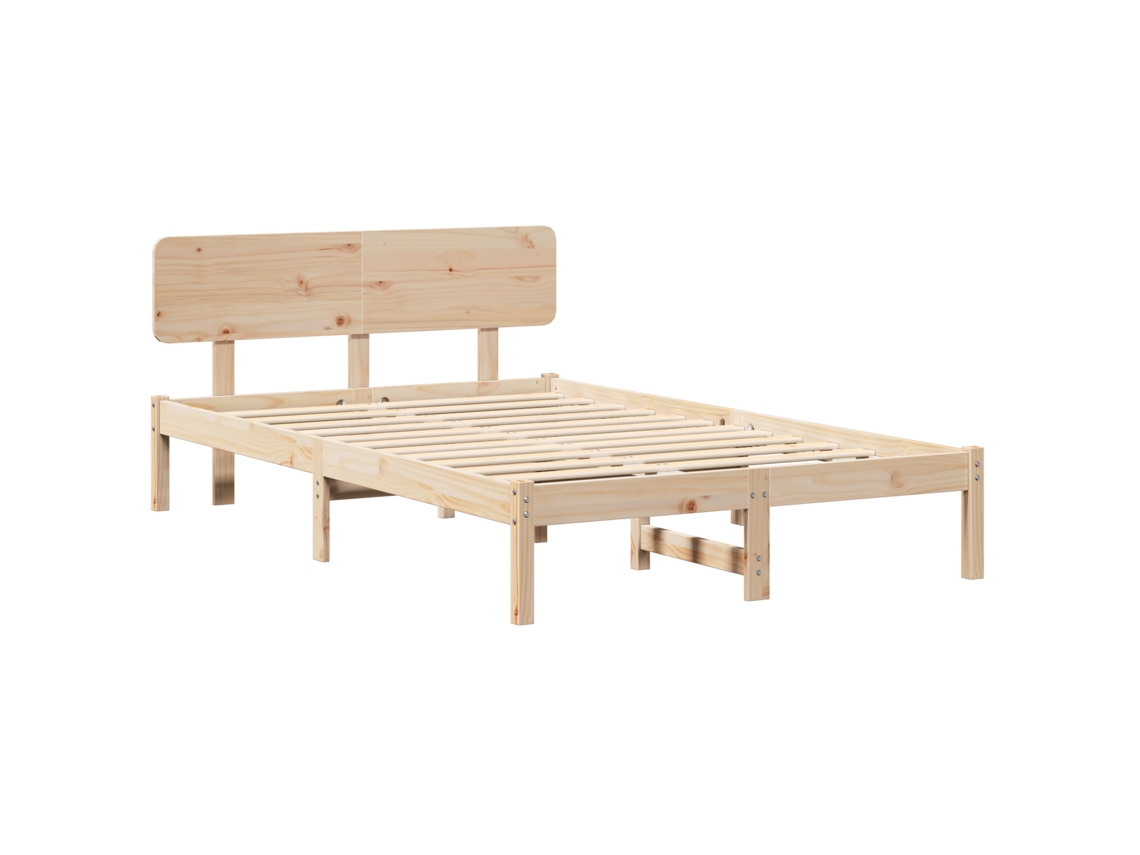 Conjunto 1 Estrutura De Cama De Madeira Vidaxl Castanho Madeira De Pinho Maciça (140 X 190 Cm)