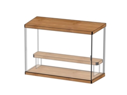 Estante de Exibição Transparente Acrílico para Bonecos de Ação com Porta Anti poeira 2 Andares 32x12x22.4cm