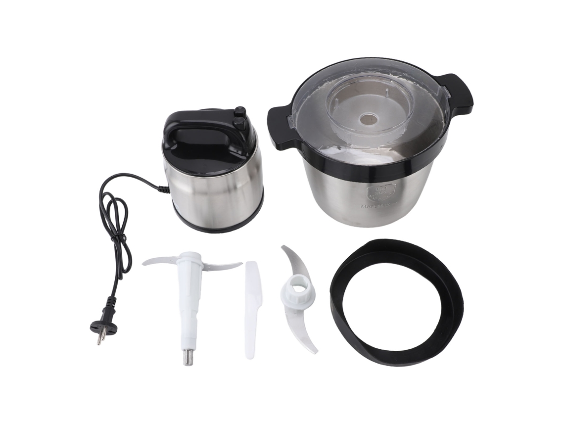 Triturador de carne elétrico 1500W 6L aço inoxidável com 2 velocidades multifuncional para carne, legumes, alho e cebola