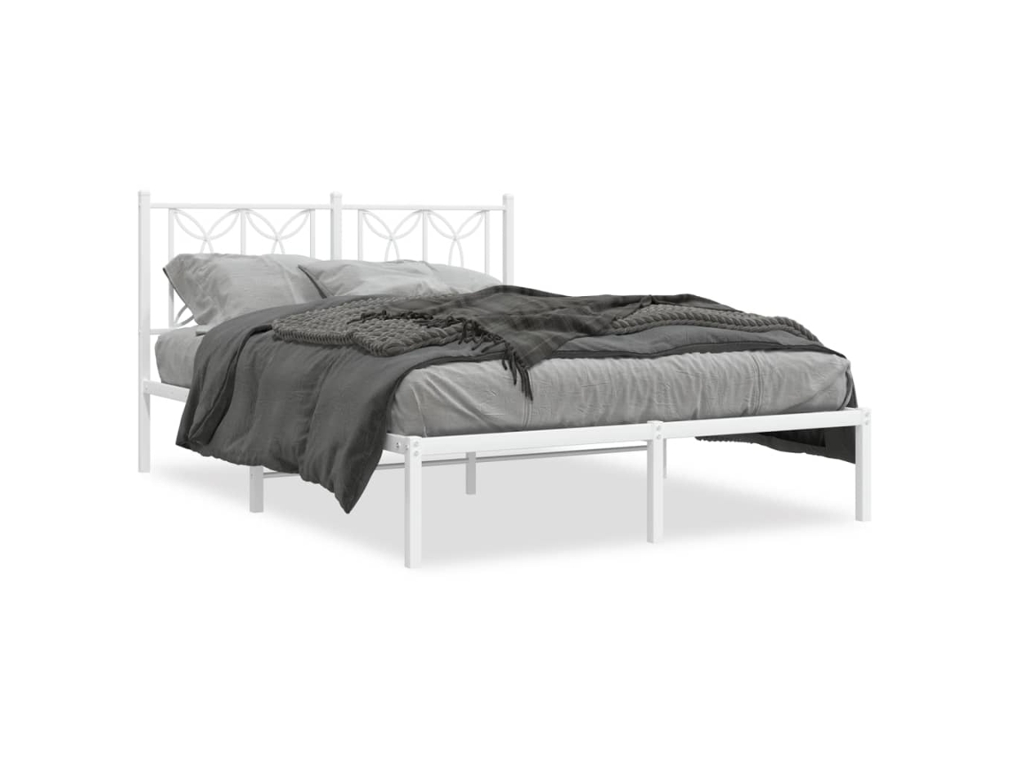 Bed Frame, Bed Frames Vidaxl Branco Metal (135 X 190 Cm)