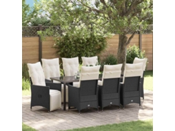 Vidaxl Conjunto De Jantar Para Jardim 9 Unid. Preto Vime Pe
