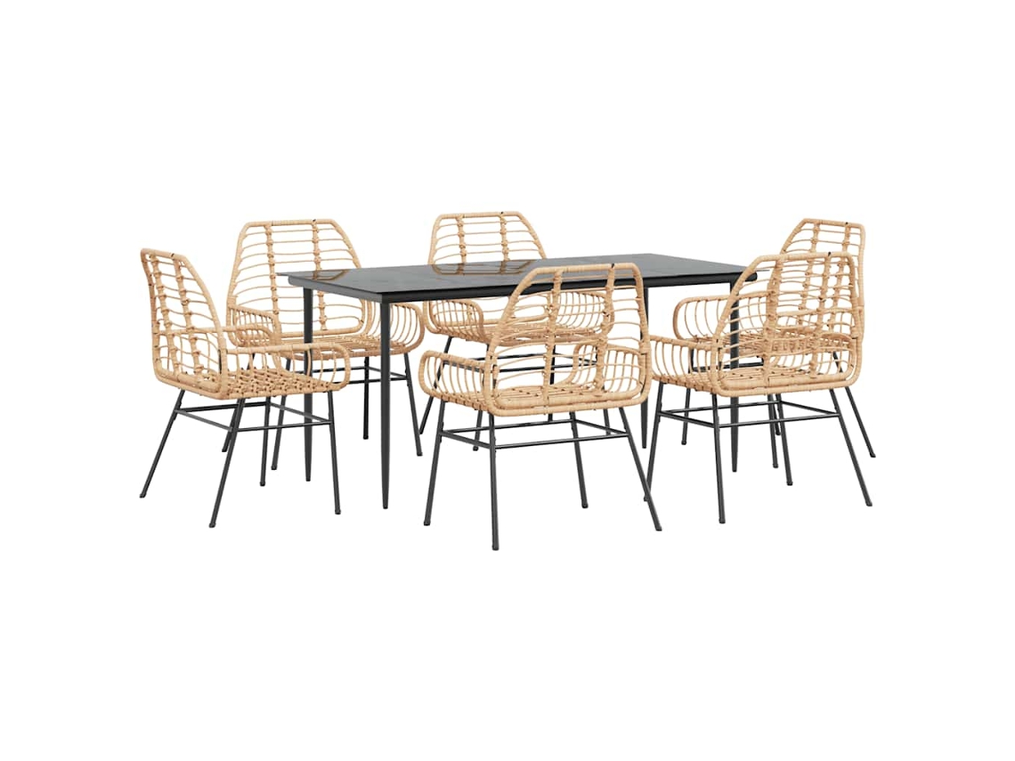 Garden Dining Set, Garden Dining Sets Vidaxl Marrom Rattan / Vime (mesa Com 160 Cm De Comprimento)