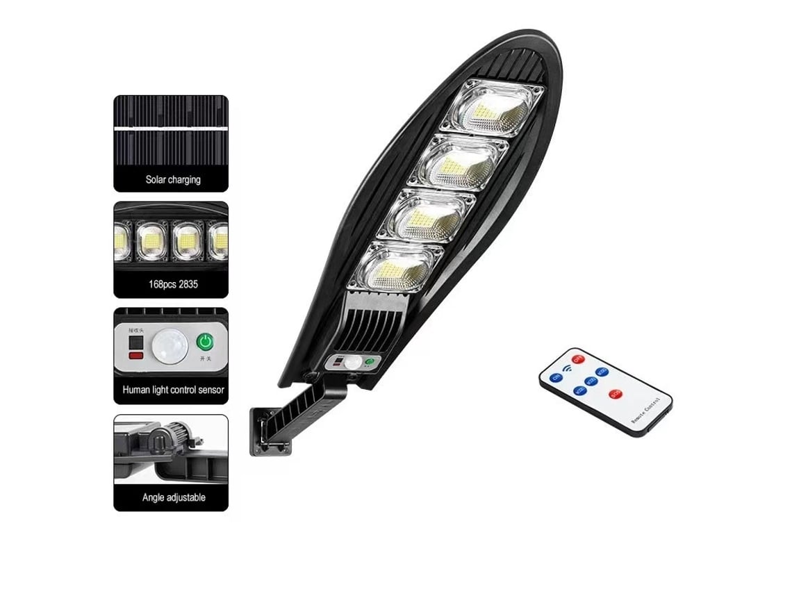 Holofote Solar Exterior 168 Led Com Sensor De Corpo Humano Elysve
