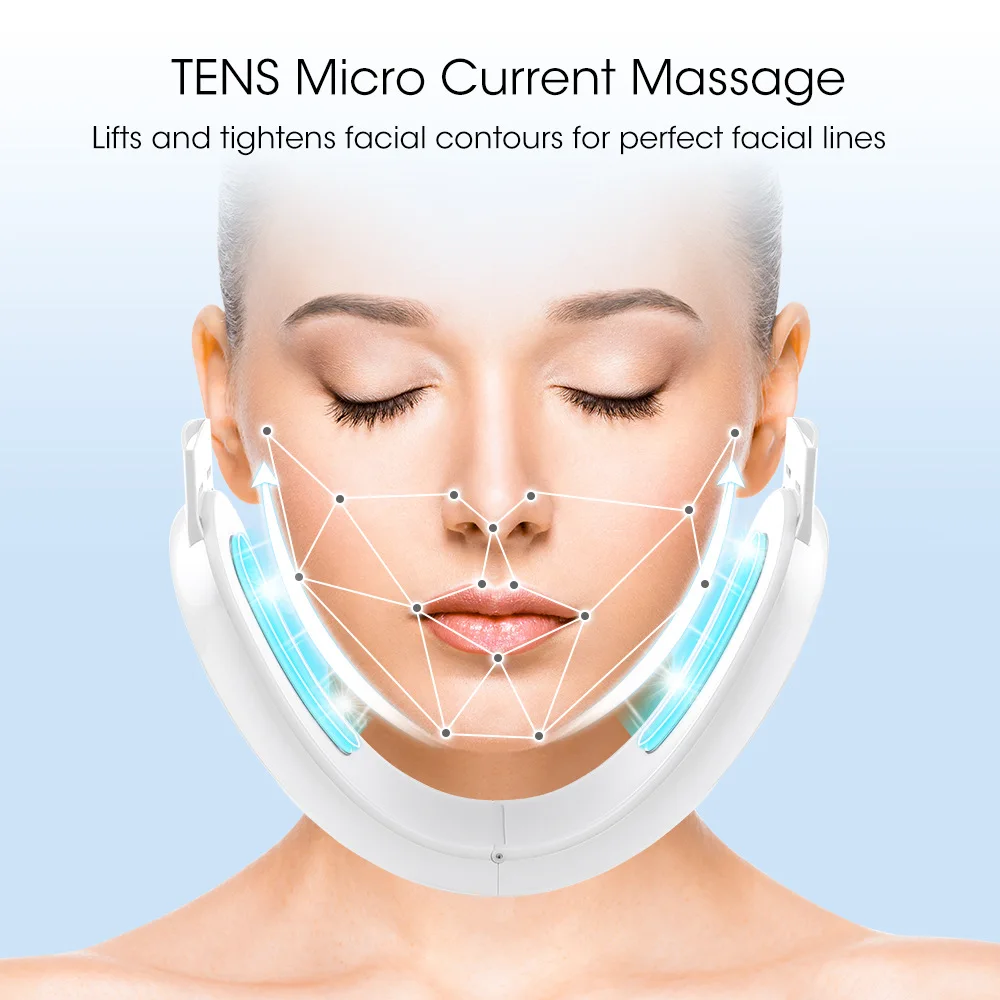 (rosa - 450mAh) Aparelho de beleza Ems com controle remoto, massageador facial de microcorrente em formato de V