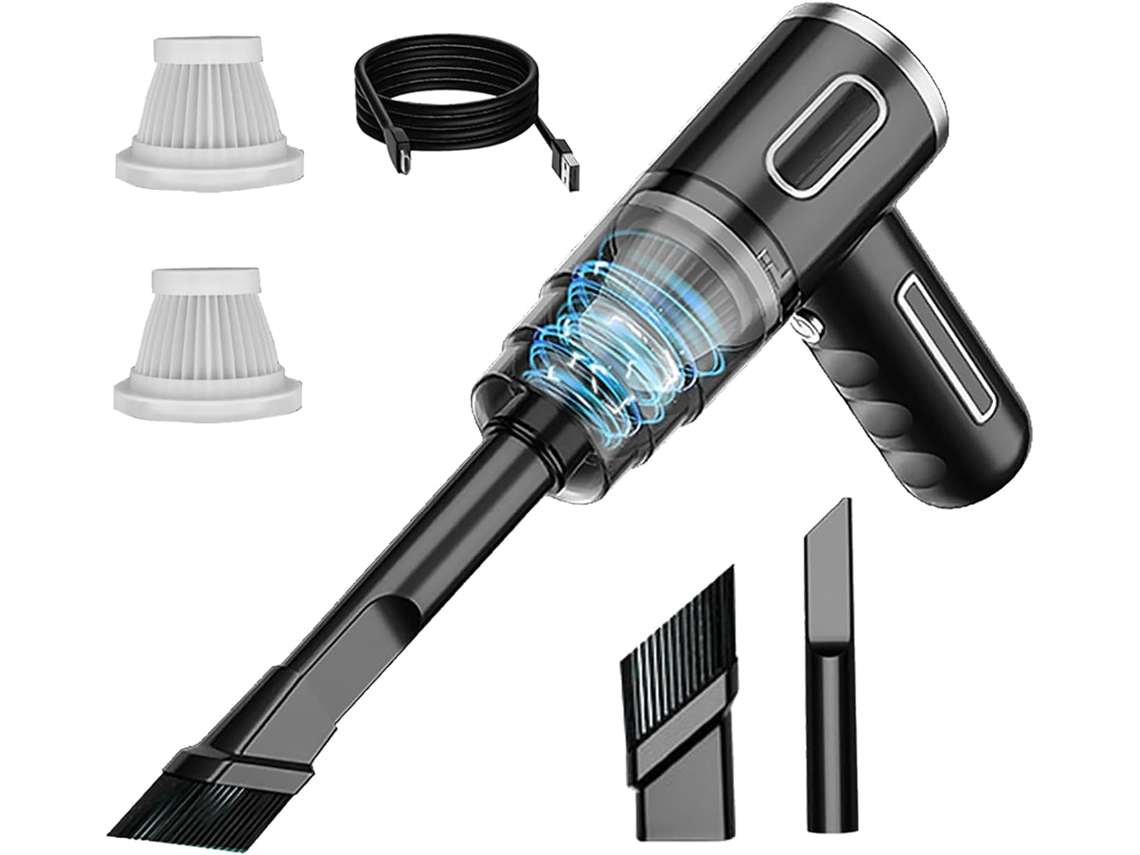 Lurelia Aspirador Portátil Sem Fios Para Carro, 29000 Pa, 120 W, Usb, Luz Led, Preto